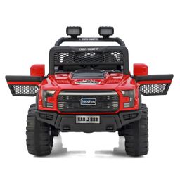 Babyhug 4x4 Battery Operated Ride on Jeep with Music & LED Lights - Red| Rechargeable Battery| Openable Doors| Built-in Music & AUX| Remote Control| Easy to Assemble|Forward & Reverse image 4