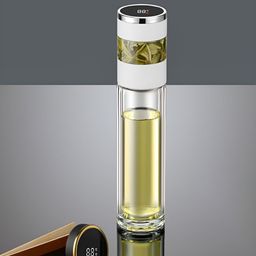 YELONA Transparent & White Single Glass Solid Double Wall Vacuum Water Bottle-2