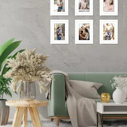 RANDOM Set Of 6 White Solid Individual Wall Photo Frames RF-1494-37