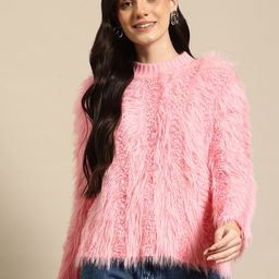 Mast & Harbour Women Quirky Woollen Pullover with Fuzzy Detail-image-59