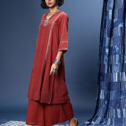 Taavi Regular Pure Cotton Bagru Kurta with Trousers & With Dupatta image 2