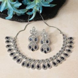 Zeneme Rhodium Plated AD Studded Jewellery Set-image-42