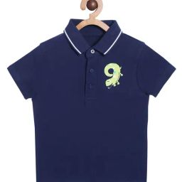MINIKLUB Boys Navy Printed Polo T-Shirt-image-40
