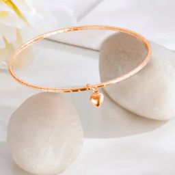Zavya Classic Heart Rose Gold Plated Women's Bangle (Single)-image-45