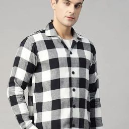 Hancock Black Cotton Relaxed Fit Checkered Night Suit-image-39