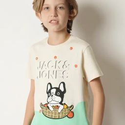 Jack & Jones Junior Beige & Mint Green Printed T-Shirt-image-92