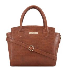 Caprese Brown Cristina Animal Effect Medium Satchel-38