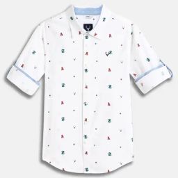 Allen Solly Boys White Cotton Printed Shirt-picture-23