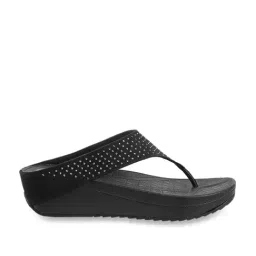 Mochi Women's Black T-Strap Wedges-image-55
