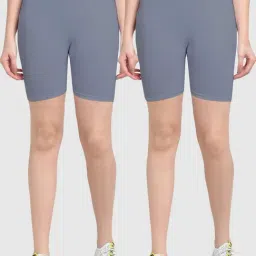 Gracit Grey Cotton Sports Shorts - Pack Of 2-image-31