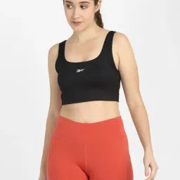 Reebok Black Non Wired Padded WOR Rib Sports Bra-image-46