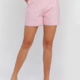 Zink London Light Pink High Rise Shorts-picture-13