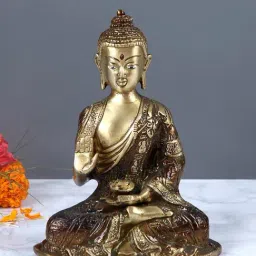 Aapno Rajasthan Gold Brass Buddha Statue-21