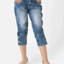 Crimsoune Club Kids Blue Solid Capri-image-81