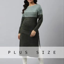 Aurelia Green Striped Straight Kurta-image-17