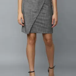 Allen Solly Grey Chequered A-Line Skirt-image-36