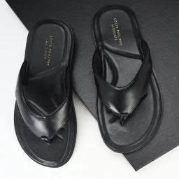 Louis Philippe Men's Black Thong Sandals-picture-22