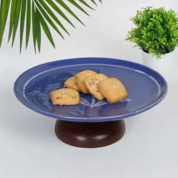 fabindia home Fabindia Blue Stoneware Cake Stand-picture-9