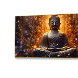 Nestroots Canvas Buddha Enveloped In Flames And Smoke Wall Painting - White Floating Frame image 4