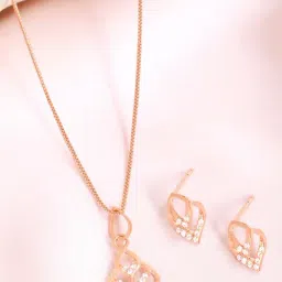 Zavya 925 Silver Glamour Drops Rose Gold Plated Jewellery Set for Women-image-56
