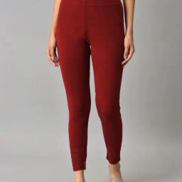W Red Plain Leggings-image-50