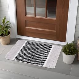 Kuber Industries 
3-Pcs Grey & Black Patterned Anti-Skid Doormats-31