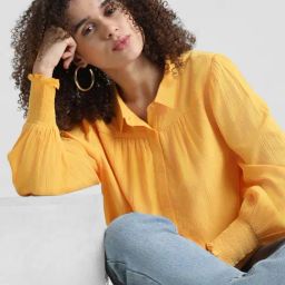 Only Yellow Viscose Regular Fit Shirt-image-16