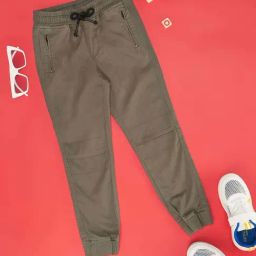 YU by Pantaloons Kids Olive Cotton Regular Fit Joggers-image-92