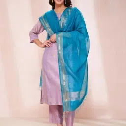 Fabindia Blue Printed Dupatta-image-20