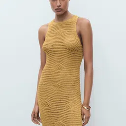 MANGO Open Knit Lurex Maxi Dress-image-57
