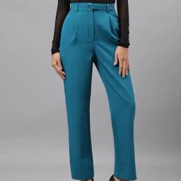 Latin Quarters Turquoise Regular Fit Mid Rise Pleated Trousers-image-48