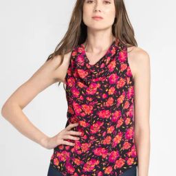 SHAYE Black & Pink Floral Print Top-image-84