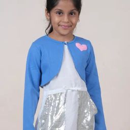 Kiddopanti Girls Blue Embellished Full Sleeves Shrug-image-97