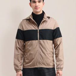 U.S. Polo Assn. Beige & Black Regular Fit Colorblock Jacket-38