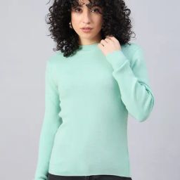 RVK Green Blended Solid Full Sleeves Pullover-picture-46
