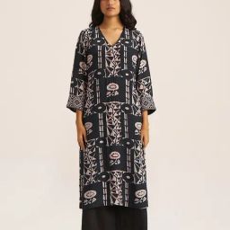 Ganga Fashions Black Cotton Kurta-image-59