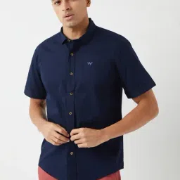 Wildcraft Navy Cotton Regular Fit Shirt-image-26