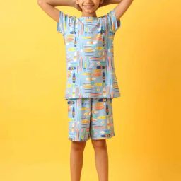 Anthrilo Kids Sky Cotton Printed T-Shirt & Short-image-96