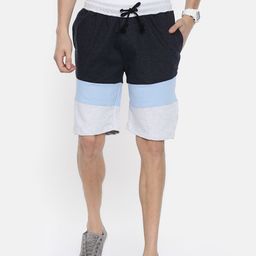 ARISE Men Navy Blue & White Colourblocked Regular Fit Shorts-25