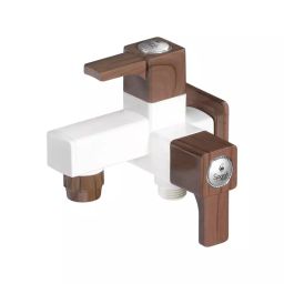 Sparsh Pearl Bib Cock with Flange Ludo Pine Series PTMT Brown, White Glossy Finish, LDP-1407-picture-35