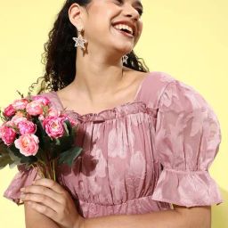 KASSUALLY Pink Floral Print Fit & Flare Dress-image-55