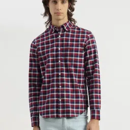 United Colors Of Benetton Maroon Cotton Regular Fit Checks Shirt-picture-34