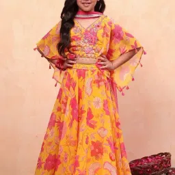 Biba Girls Yellow & Pink Embellished Lehengas & Skirt Sets-image-67