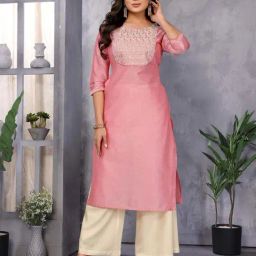 Rangita Peach Regular Fit Embroidered Kurtas-picture-31