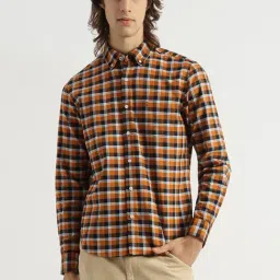 United Colors Of Benetton Orange Cotton Regular Fit Checks Shirt-picture-12