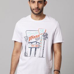 Celio Men White Typography T-shirt-image-66