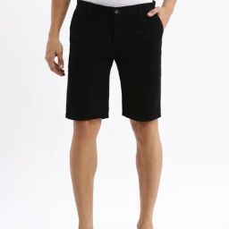 Showoff Black Cotton Slim Fit Printed Shorts-image-86