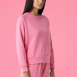 RAREISM Pink Cotton Blend Solid Long Sleeves Sweatshirt-image-61