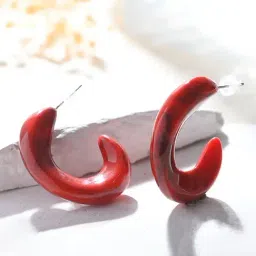 Voylla Red Resin Chic Cherry Hoop Earrings-picture-48