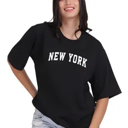 Moda Rapido Women Graphic Printed Round Neck Cotton Oversized T-shirt-picture-35